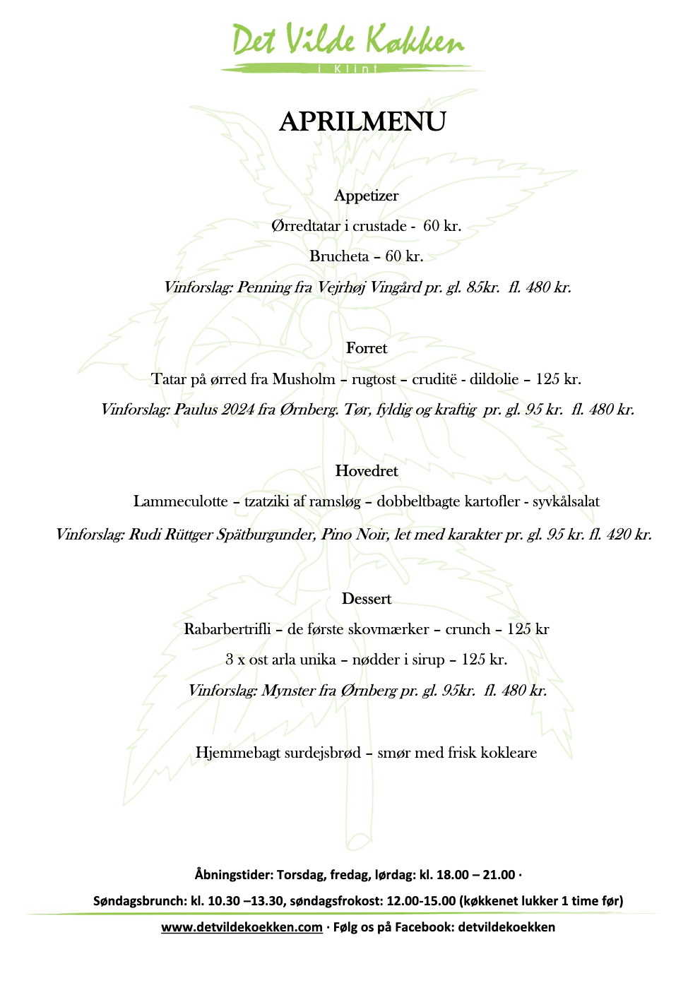 Aprilmenu fra Det Vilde Køkken